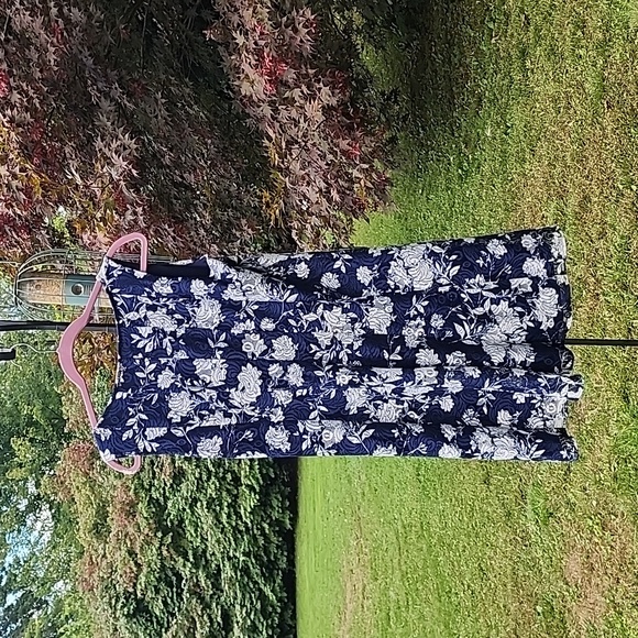 Perceptions Petite Womens Dress Sz PM EUC Blue White - Picture 3 of 4